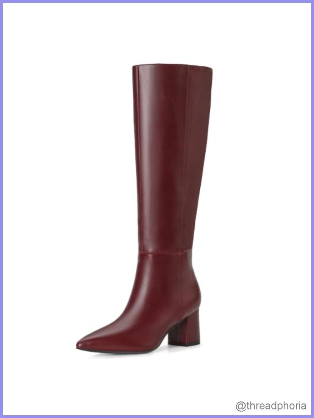 Women's Knee High Boots Low Heel Pointed Toe PU Tall Boots Zip